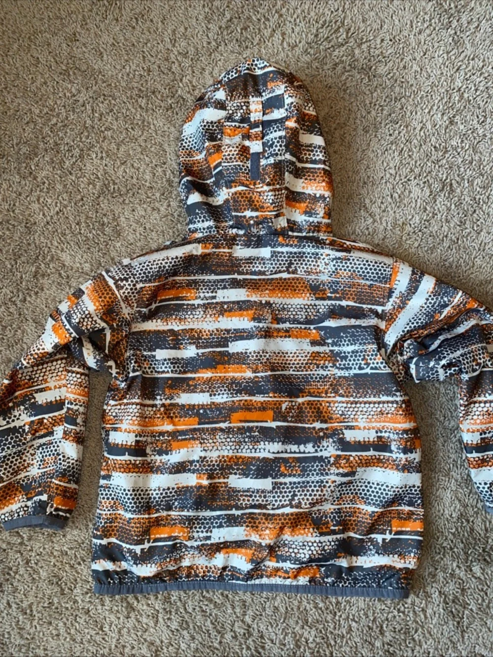 Columbia Jacket Youth 4/5 Orange Gray Omni-Dry Hooded Fleece Lined Windbreaker